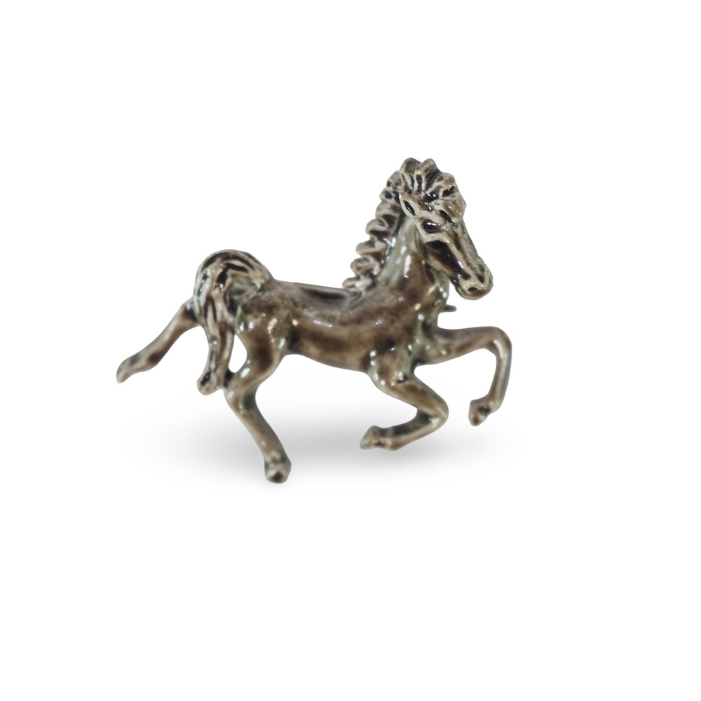 Unbranded Vintage Horse Mustang Pin Unisex OS‎ Silver Brown Equestrian Brooch